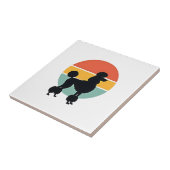 Carreau Cercle de silhouette de chien rétro coucher de sol (Côté)