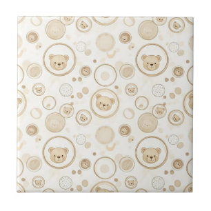 Carreau Cercle neutre d'ours en peluche beige bébé (1)