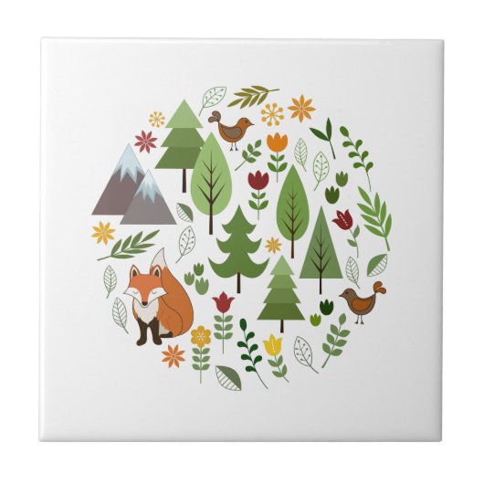 Carreau Cercle scandinave d'illustrations de style (Devant)