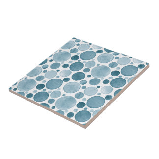 Carreau Cercles à l'aquarelle - Bleu
