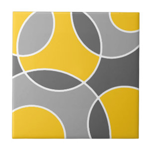 Carreau Cercles Abstraits gris jaune