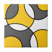 Carreau Cercles Abstraits gris jaune noir blanc (Devant)