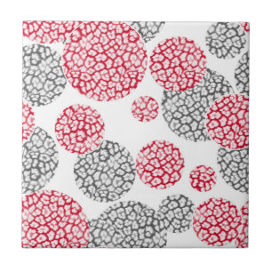 Carreau Cercles avec imprimé léopard gris et rouge
