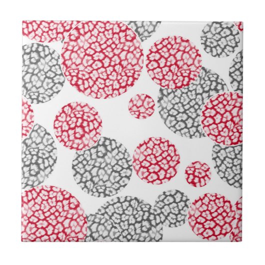 Carreau Cercles avec imprimé léopard gris et rouge (Devant)