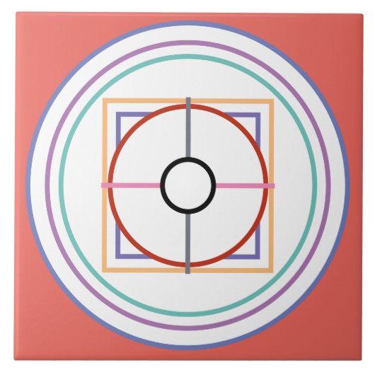 CARREAU CERCLES, CARRÉS ET LIGNES MULTICOLORÉS (Devant)
