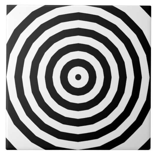 Carreau Cercles concentrés noirs et blancs Illusion optiqu (Devant)