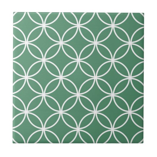 Carreau Cercles de chevauchement Motif Sage Vert Blanc (Devant)