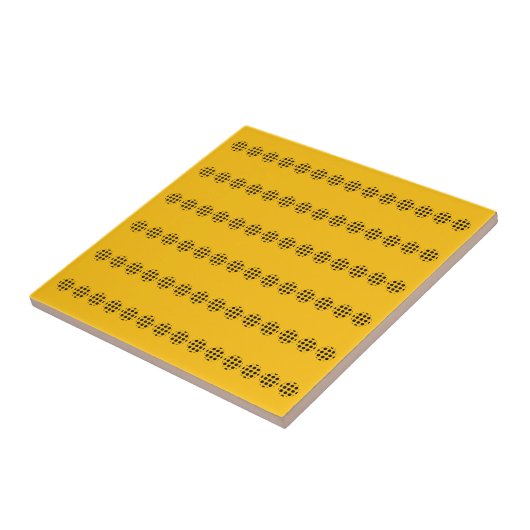 Carreau Cercles de points noirs sur fond jaune doré beurré (Côté)
