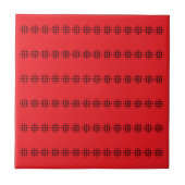 Carreau Cercles de points noirs sur fond rouge tomate (Devant)