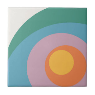 Carreau Cercles de style rétro multicolore