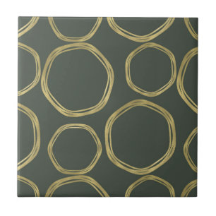 Carreau Cercles d'or & Olive rustique Vert chic moderne