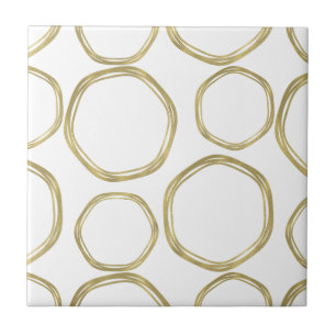 Carreau Cercles d'or sur moderne blanc