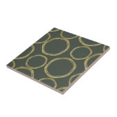 Carreau Cercles dorés et vert olive rustique Chic Moderne (Côté)