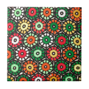 Carreau Cercles Granny colorés Crochet Motif