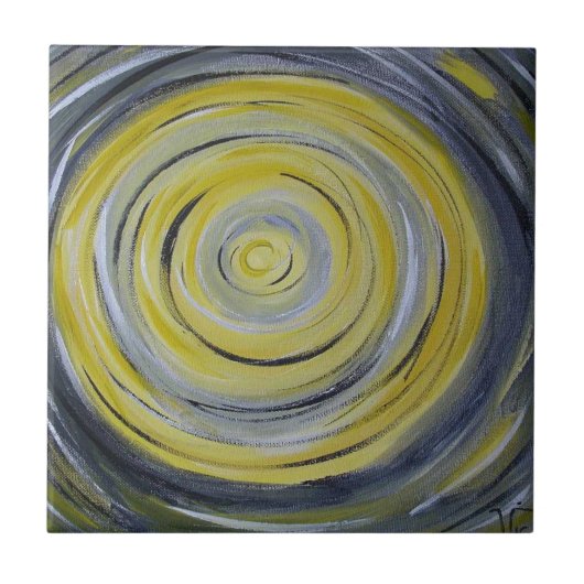 Carreau cercles jaunes de blanc gris (Devant)