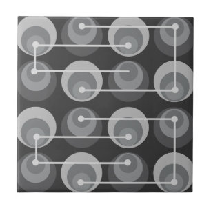 Carreau Cercles Mid Century Gris Foncé