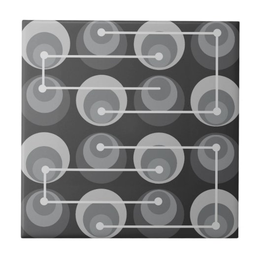 Carreau Cercles Mid Century Gris Foncé (Devant)