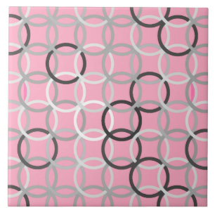 Carreau Cercles modernes de la moitié du siècle, rose de