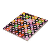 Carreau Cercles multicolores cool et trèfles roses (Côté)