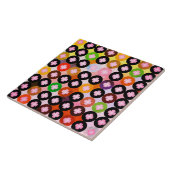 Carreau Cercles multicolores cool et trèfles roses (Côté)