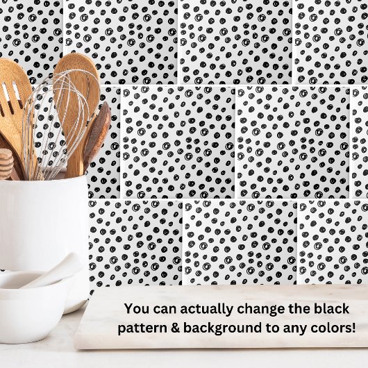 Carreau Cercles Points Motif Noir Blanc