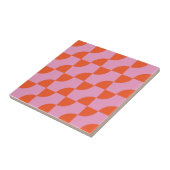 Carreau Cercles semi-abstraits orange du milieu du siècle (Côté)