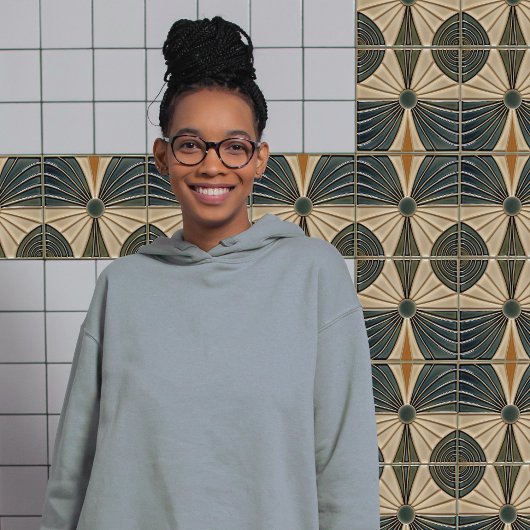 Carreau Cercles solaires Symétrie du milieu du siècle Art 