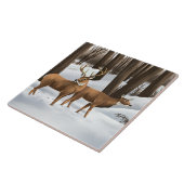 Carreau Cerf à Queue Blanche Dans La Neige (Côté)