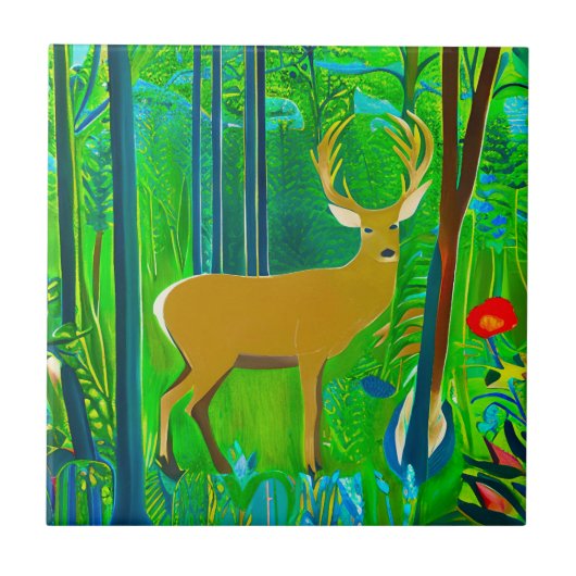 Carreau Cerf dans un cadre forestier d'Imaginaire (Devant)