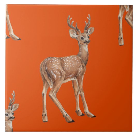 Carreau Cerf en rouge (Devant)