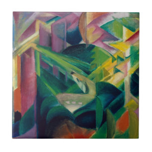 Carreau Cerfs dans un jardin de monastère de Franz Marc