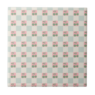 Carreau Cerise esthétique rose verte À damiers Motif Y2K