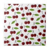 Carreau Cerise Rouge, Motif De Cerises, Feuilles, Fruits (Devant)