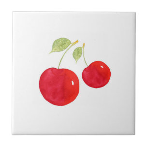 Carreau Cerises d'aquarelle