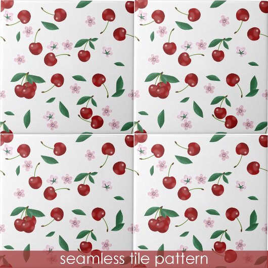 Carreau Cerises de verdure Cerise de fleurs Motif transpar