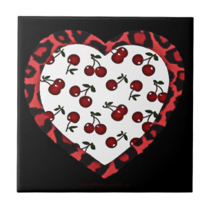 Carreau Cerises RAB Imprimé Léopard Cœur Rockabilly
