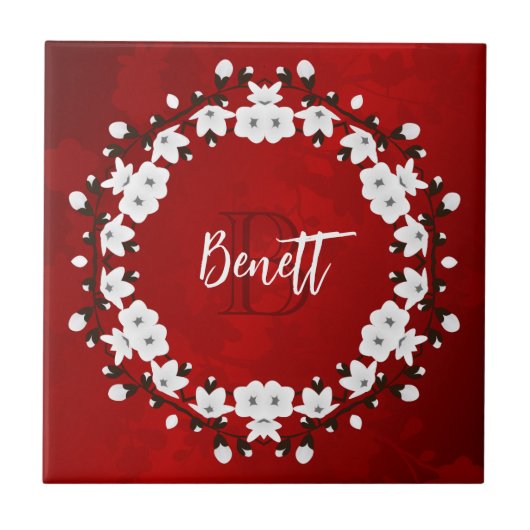 Carreau Cerisier Fleur Rouge Noir Blanc (Devant)