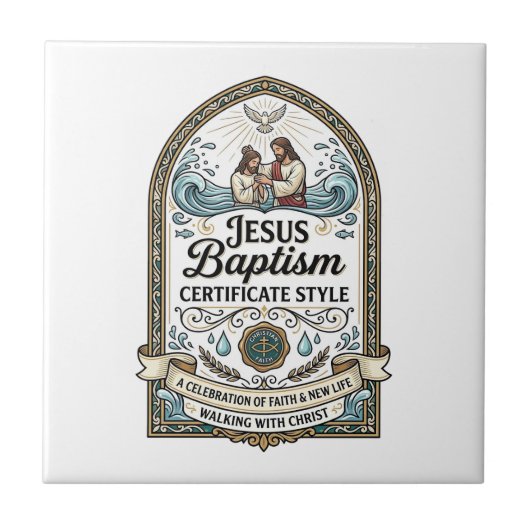 Carreau Certificat de baptême de Jésus Style Certificat de (Devant)