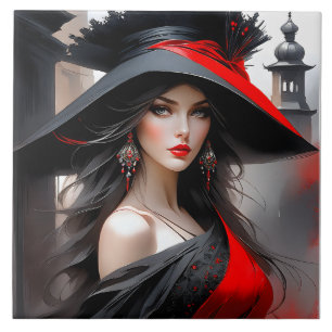 Carreau Cette femme a un visage fantastique. Elle est cauc