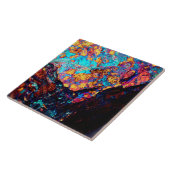 Carreau Chalcopyrite minérale pierre noir bleu or (Côté)