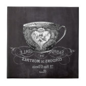 Carreau Chalkboard Alice à Wonderland tea party teacup (Devant)
