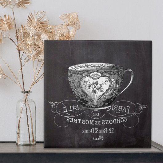Carreau Chalkboard Alice à Wonderland tea party teacup