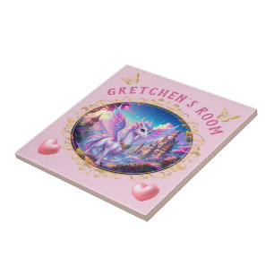Carreau Chambre de fille au dragon rose magique