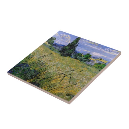 Carreau Champ de blé vert avec Cypress par Vincent van Gog (Côté)