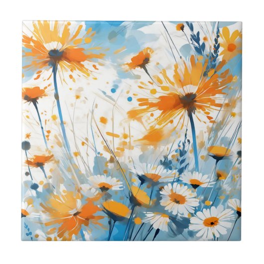 Carreau Champ de Fleur sauvage Breezy en Orange (Devant)