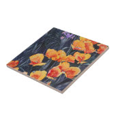 Carreau Champ de pavot Peinture impressionniste colorée (Côté)