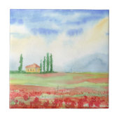 Carreau Champ de pavots en Toscane (Devant)