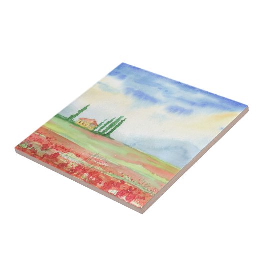 Carreau Champ de pavots en Toscane (Côté)