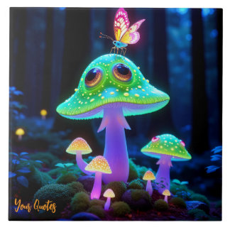 Carreau Champignon et Papillon Fantastiques Luminescents E