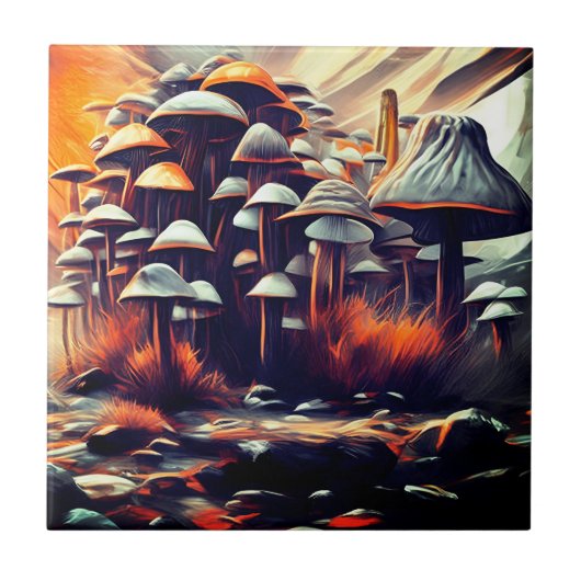 Carreau Champignons Abstraits - Art urbain moderne (Devant)